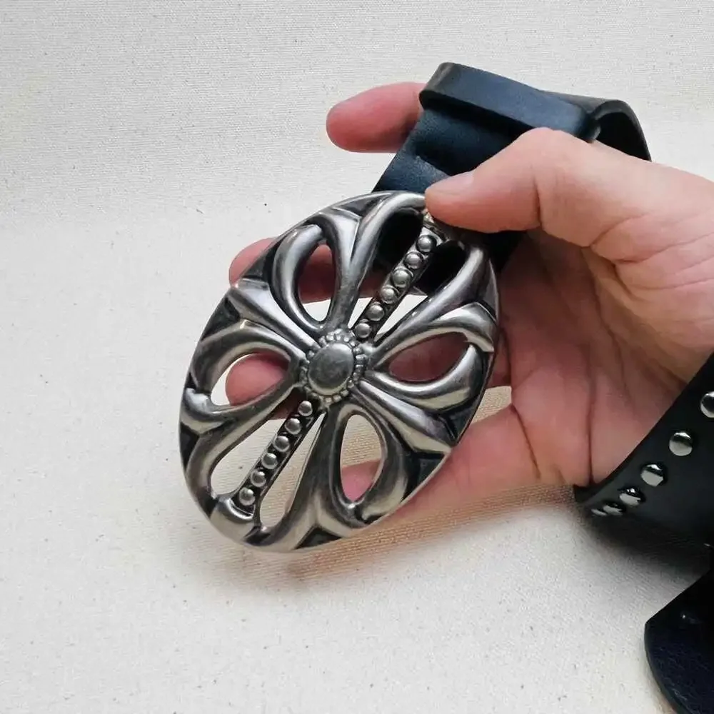 Vintage style black & silver american western belt